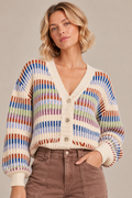 Multicolor Striped Chunky Knit Cardigan