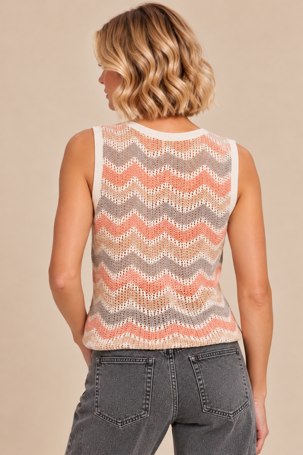 Wave Crochet Button Vest