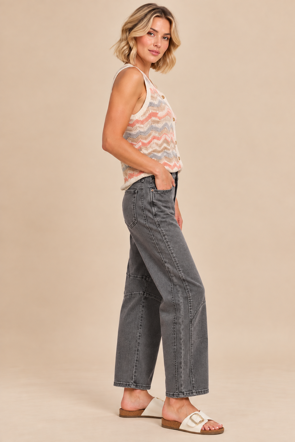 Ash Black High-Rise Barrel Jeans