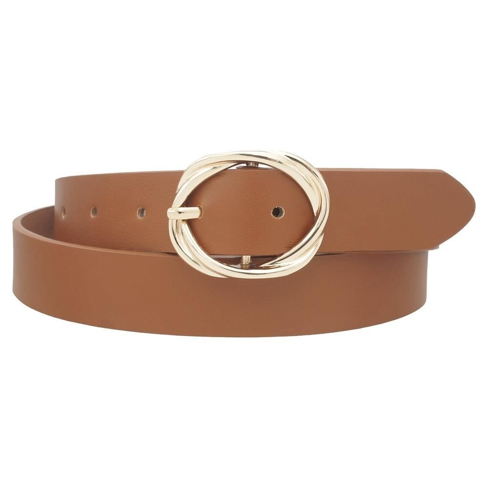 Cognac Twist Buckle Fashion Belt