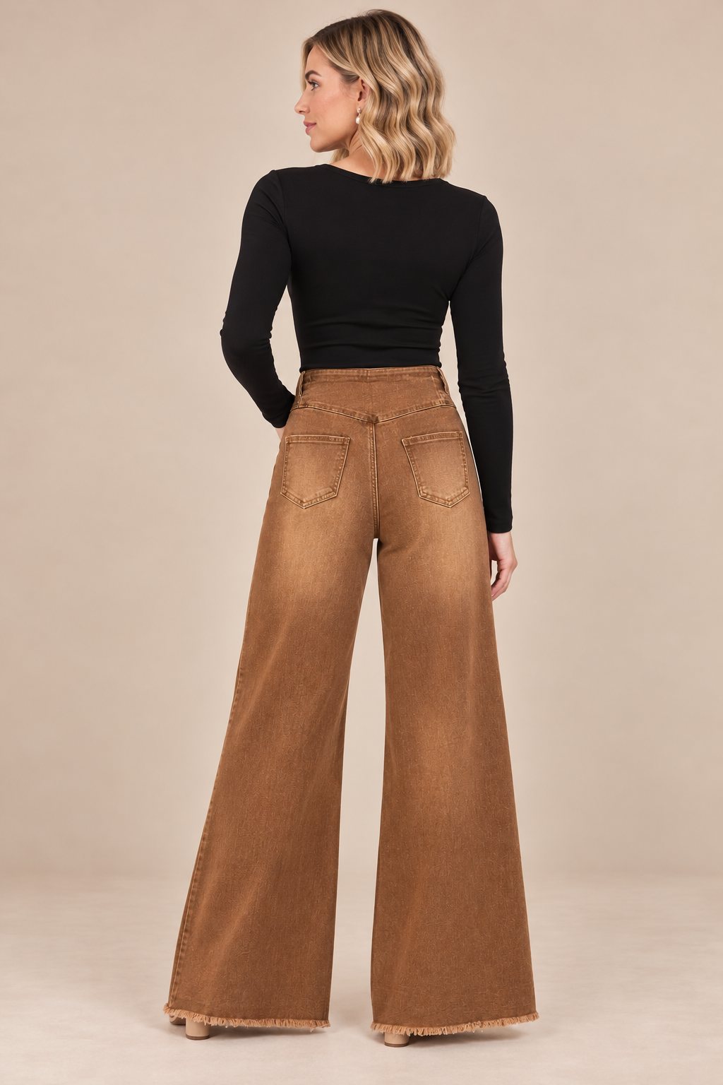 Coffee High-Rise Seamed Flare Jeans