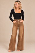 Coffee High-Rise Seamed Flare Jeans