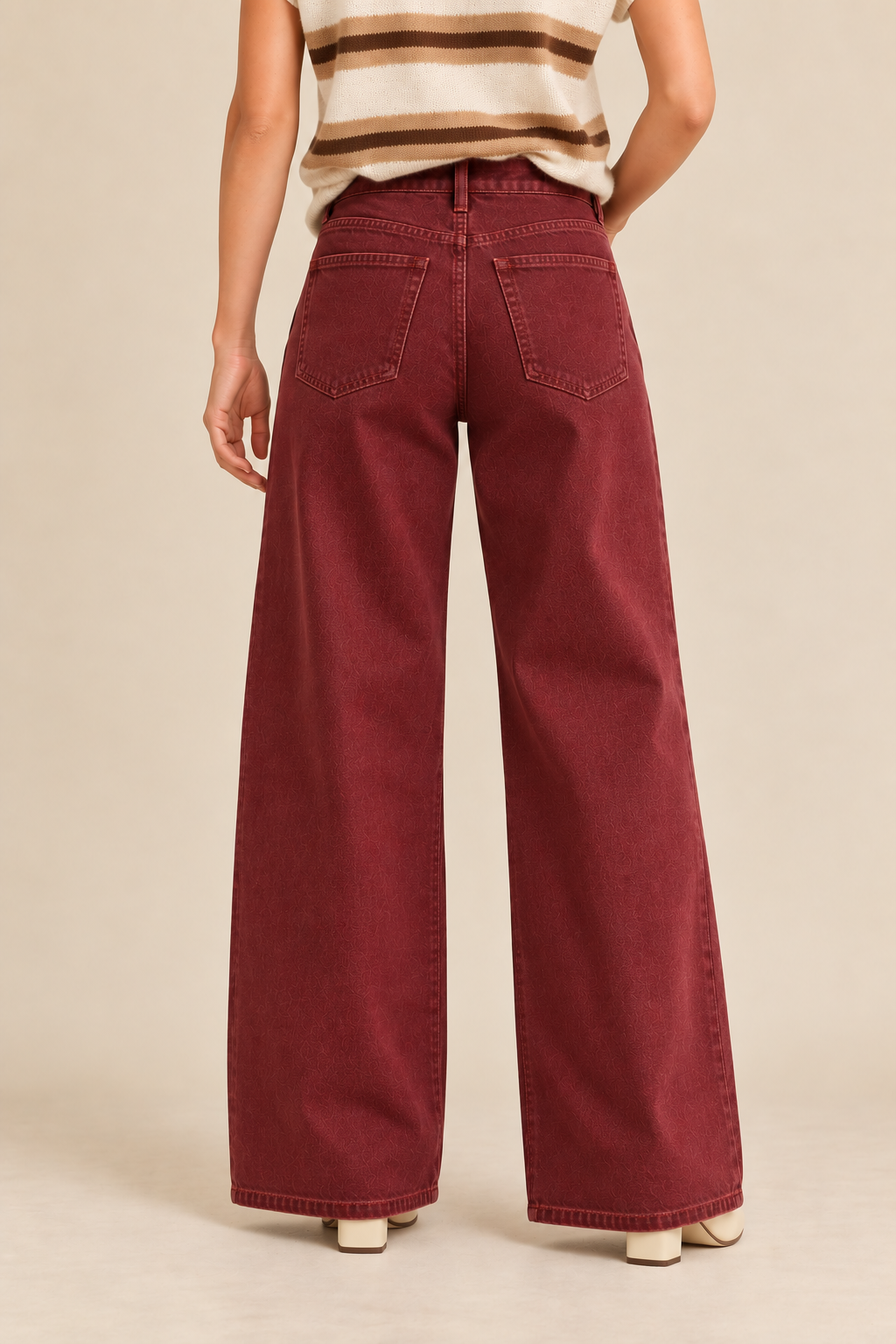 Dark Wine High-Rise Relaxed Wide Leg Jeans