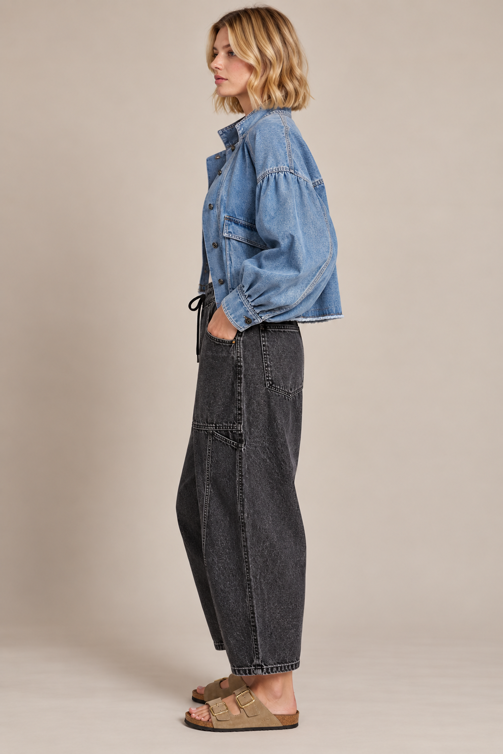Washed Black Utility Barrel Pants