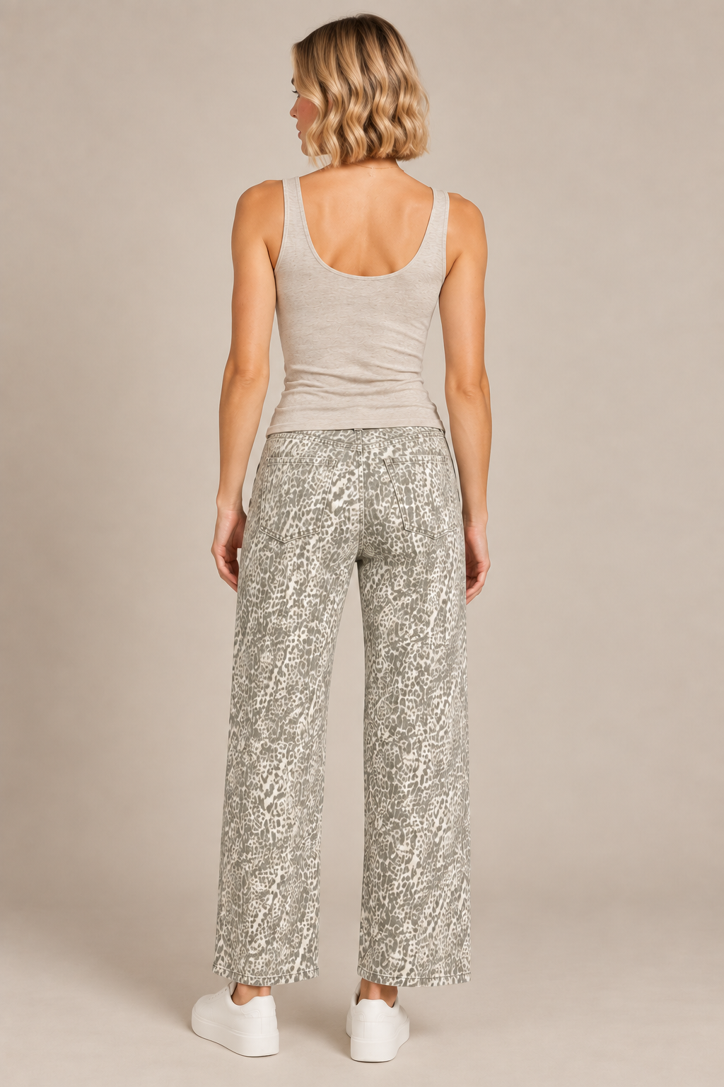 Leopard High Rise Barrel Jeans