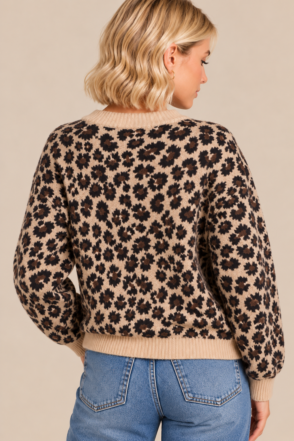 Leopard Print Button-Front Cardigan